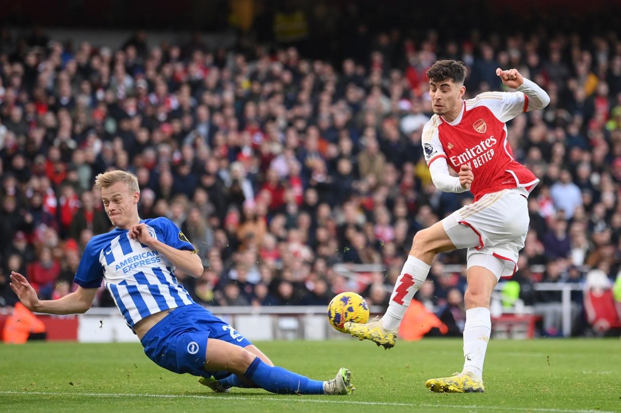 Arsenal move to second in Premier league, Brighton draw